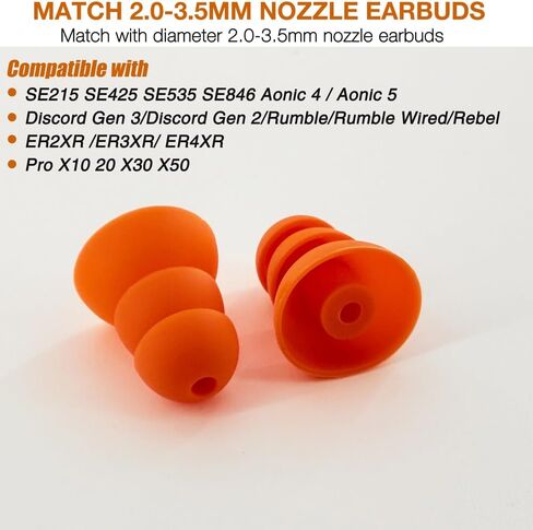 Triple Flange Eartips Replacement for Elgin Discord Gen 3/ Gen 2/ Rumble/Rumble Wired & Se846 Se535 Se215 Aonic4 Aonic5 & Etymotic ER2XR / ER3XR / ER4XR & ISOtunes PRO Earbuds Earpad, 5 Pairs in Kuwait
