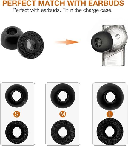 Replacement Memory Foam Ear Tips for Status Pro X/Status Audio Between Pro/Between 3ANC Earbuds, Black Foam Eartips, 3 Pairs (S/M/L) in Kuwait