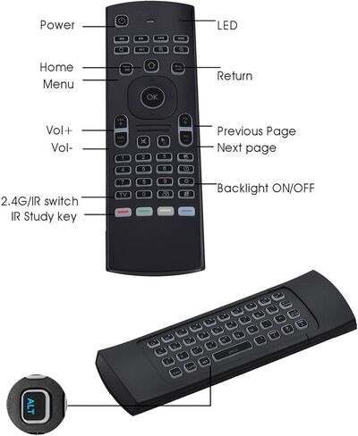 81 Keys Up to 5M 2.4G RF Backlit Fly Air Mouse Wireless Full Keyboard Remote Control for KODI TV Box PC Accessory in Saudi Arabia