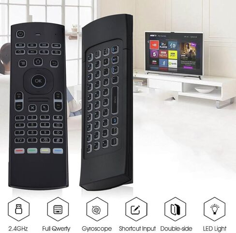 81 Keys Up to 5M 2.4G RF Backlit Fly Air Mouse Wireless Full Keyboard Remote Control for KODI TV Box PC Accessory in Saudi Arabia