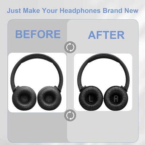 وسائد أذن بديلة لسماعات JBL Tune 600(T600BTNC 600BTNC)/660(T660NC 660NC)/670(T670NC 670NC)، وسائد سميكة للغاية، وغطاء أكواب الأذن، وسادات أذن من الجلد الناعم وإسفنج الذاكرة - أسود in Kuwait