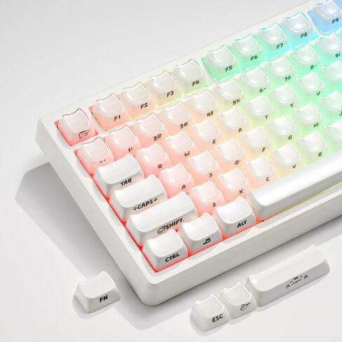 XVX Jelly Keycaps، مجموعة MAO Profile باللون الأبيض الكريمي المزدوج المطبوع الجانبي الشفاف 119 مفتاحًا، أغطية مفاتيح PC+ABS لمفاتيح MX، تناسب 61/68/84/87/104/108 لوحات المفاتيح الميكانيكية ANSI - أبيض كريمي in Kuwait