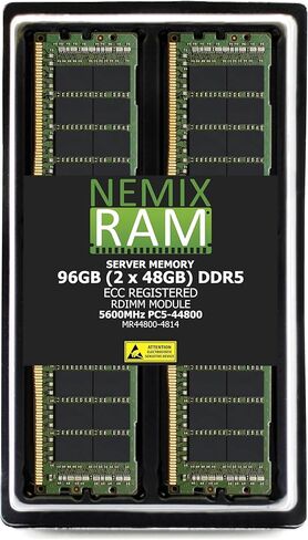48 جيجابايت 1 × 48 جيجابايت DDR5 5600 ميجا هرتز PC5-44800 1Rx4 1.1 فولت CL46 288-PIN ECC مسجلة ذاكرة RDIMM NEMIX RAM Server متوافقة مع اللوحة الأم ASRock TRX50 WS in Kuwait