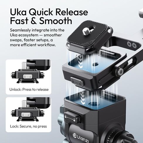 ULANZI XJ01 Uka Universal Foldable Camera Cage, 2-in-1 Portable Top Handle Grip & Quick Release Half Cage with NATO Rail, ARRI Loc, Cold Shoe for Mirrorless Cameras, DSLR, Gimbal, Tripod - Black in Kuwait