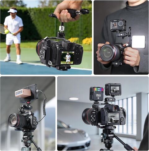 ULANZI XJ01 Uka Universal Foldable Camera Cage, 2-in-1 Portable Top Handle Grip & Quick Release Half Cage with NATO Rail, ARRI Loc, Cold Shoe for Mirrorless Cameras, DSLR, Gimbal, Tripod - Black in Kuwait
