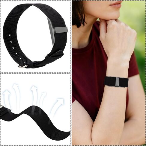 Replacement Nylon Loop for Hume Band, Soft Breathable Woven Wristband with Adjustable Metal Buckle for Hume Health Band Fitness Tracker All-Day Comfort Wear (Black) in Kuwait
