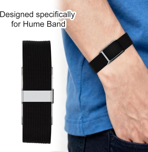 Replacement Nylon Loop for Hume Band, Soft Breathable Woven Wristband with Adjustable Metal Buckle for Hume Health Band Fitness Tracker All-Day Comfort Wear (Black) in Kuwait