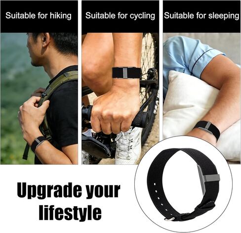 Replacement Nylon Loop for Hume Band, Soft Breathable Woven Wristband with Adjustable Metal Buckle for Hume Health Band Fitness Tracker All-Day Comfort Wear (Black) in Kuwait