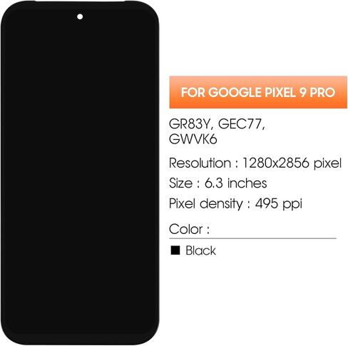 INCELL for Google Pixel 9 Pro LCD Screen Replacement for Google Pixel 9 Pro LCD Display GR83Y, GEC77, GWVK6 Screen Touch Digitizer Assembly Repair Part with Frame in Kuwait