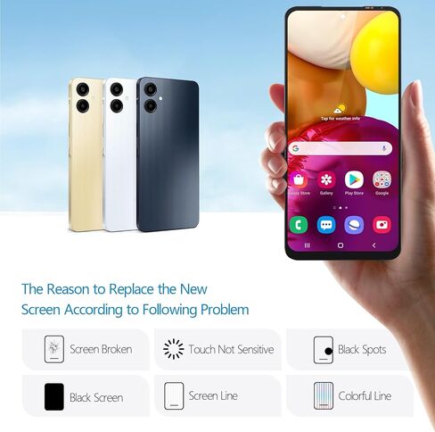 بديل شاشة Samsung Galaxy A06 لهاتف Samsung A06 4G A065F A065M شاشة LCD تعمل باللمس محول الأرقام الجمعية استبدال مع الأدوات (مع الإطار) in Kuwait