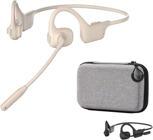 Bluetooth Headset, Over Ear Bluetooth Bone Conduction Headset with Mic,Noise Cancelling Wireless Headset with Mute Button, for for Truckers Meeting, Home Office,Driving (Black) in Kuwait