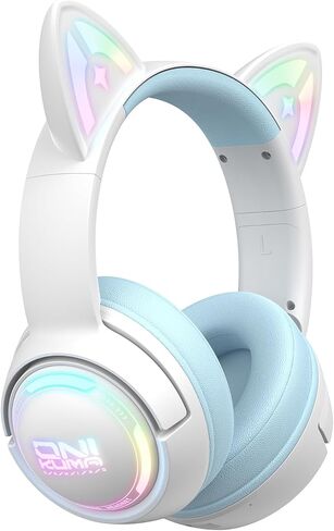 Wireless Cat Ear Gaming Headset with RGB Lights – Tri-Mode (2.4G Wireless/Bluetooth/Wired) Over-Ear Headphones with Mic, 50mm Drivers, Low Latency, Long Battery, Type-C Fast Charging (Pink) in Kuwait