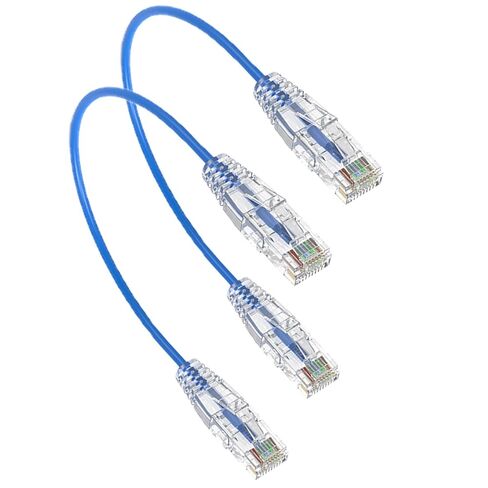 Cat6A Short Ethernet Cable 2-Pack 1FT, Slim Cat 6 Patch Cable 10G Support, 28AWG, Snagless RJ45, UTP, Pure Bare Copper Wire for Patch Panel to Switch, Router, Modem in Saudi Arabia
