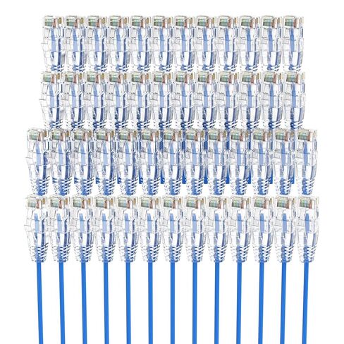 Cat6A Short Ethernet Cable 2-Pack 1FT, Slim Cat 6 Patch Cable 10G Support, 28AWG, Snagless RJ45, UTP, Pure Bare Copper Wire for Patch Panel to Switch, Router, Modem in Saudi Arabia
