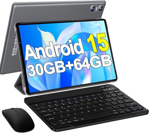 Android 15 Tablet with Keyboard Mouse, 20GB RAM + 128GB ROM (Expand to 1TB), 10.1 Inch Octa-Core Tablets with WiFi 6, Dual Camera, 1280x800 IPS Display, 6000mAh Battery, Widevine L1 - Red in Kuwait