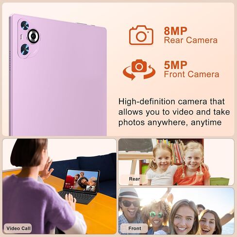10 Inch Tablet, 22GB RAM+128GB ROM+1TB Expand, Android 14 Tablet with Keyboard and Mouse, 8000mAh Battery, 1280x800 IPS Display, Octa-Core CPU, Support BT5.0, GPS, WiFi - Purple in Kuwait
