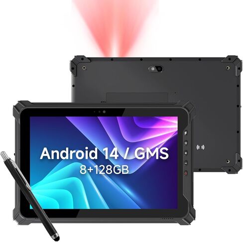 جهاز لوحي متين مزود بماسح باركود T17X، كمبيوتر لوحي صناعي مقاس 10.1 بوصة يعمل بنظام Android 14 مع Zebra 4710، ماسح ضوئي لجرد QR 1D/2D، جهاز كمبيوتر متين بسعة 8 جيجابايت + 128 جيجابايت للمستودعات والخدمات اللوجستية وتجارة التجزئة in Kuwait