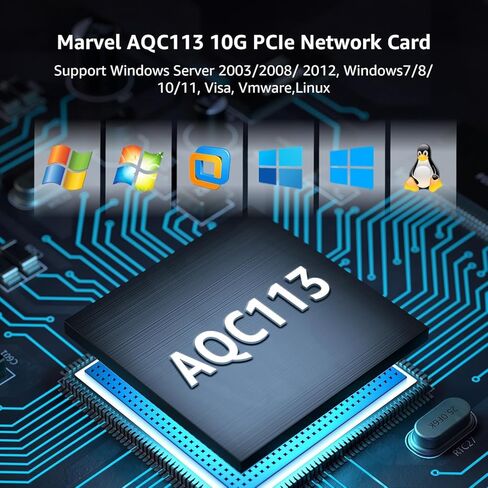 FENVI 10G PCIe Network Card with Marvell AQC113 Controller,10Gb Base-T Ethernet Adapter RJ45 NIC Card, PCI Express X4, for Windows 10/11/Windows Server,Linux, SFF, NAS, Workstation & Desktop Computer in Kuwait