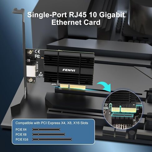 FENVI 10G PCIe Network Card with Marvell AQC113 Controller,10Gb Base-T Ethernet Adapter RJ45 NIC Card, PCI Express X4, for Windows 10/11/Windows Server,Linux, SFF, NAS, Workstation & Desktop Computer in Kuwait