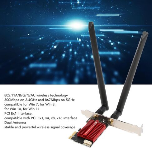 بطاقة شبكة PCIe، محول واي فاي لاسلكي بسرعة 1200 ميجا بت في الثانية مع BT4 2 وثنائي النطاق 2 4 جيجا هرتز 5 جيجا هرتز، متوافق مع أنظمة Win 7 8 10 11 in Kuwait