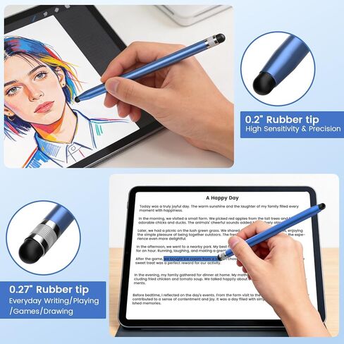 10Pcs Universal Stylus,Stylus Pen for Touchscreen,2-in-1 High Precision and Sensitivity Stylus Pen for iPad/iPhone/Android/Samsung Smartphone and Tablets-10 Stylus Pens+20 Replaceable Tips in Kuwait