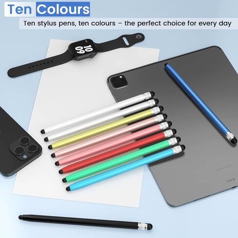 10Pcs Universal Stylus,Stylus Pen for Touchscreen,2-in-1 High Precision and Sensitivity Stylus Pen for iPad/iPhone/Android/Samsung Smartphone and Tablets-10 Stylus Pens+20 Replaceable Tips in Kuwait