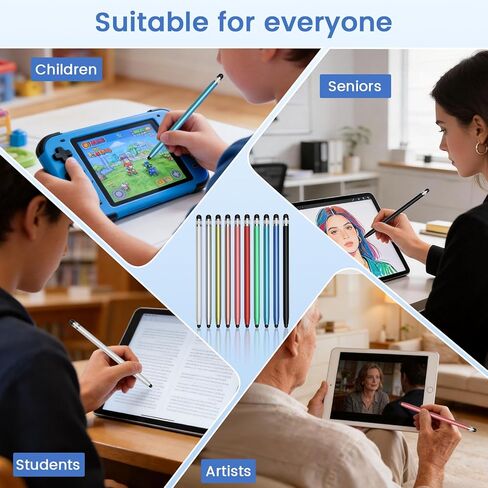 10Pcs Universal Stylus,Stylus Pen for Touchscreen,2-in-1 High Precision and Sensitivity Stylus Pen for iPad/iPhone/Android/Samsung Smartphone and Tablets-10 Stylus Pens+20 Replaceable Tips in Kuwait