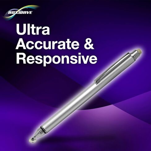BoxWave Stylus Pen Compatible with Cozyla Calendar+ (15.6 in) - DualTip Capacitive Stylus, Fiber Tip Disc Tip Capacitive Stylus Pen - Metallic Silver in Kuwait