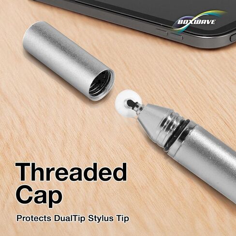BoxWave Stylus Pen Compatible with Cozyla Calendar+ (15.6 in) - DualTip Capacitive Stylus, Fiber Tip Disc Tip Capacitive Stylus Pen - Metallic Silver in Kuwait