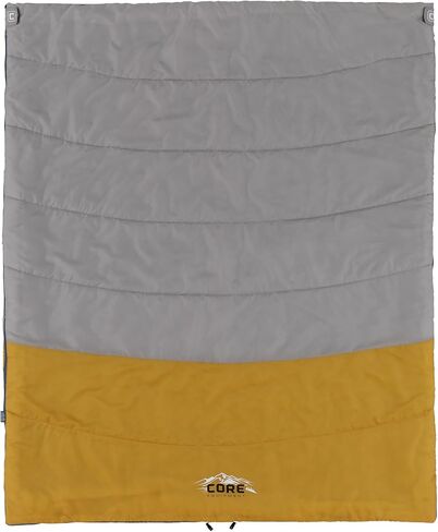 CORE 50 Degree Double Sleeping Bag | Adult 2 Person Queen Size Sleep Sack | Perfect for Indoor or Outdoor Use, Camping, Hiking, & Sleepovers | Ideal for Warm 3 Season Weather in Kuwait