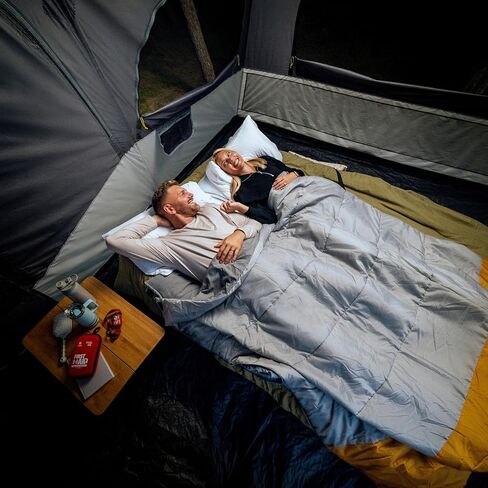 CORE 50 Degree Double Sleeping Bag | Adult 2 Person Queen Size Sleep Sack | Perfect for Indoor or Outdoor Use, Camping, Hiking, & Sleepovers | Ideal for Warm 3 Season Weather in Kuwait