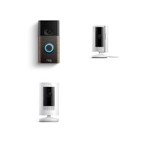 Ring Video Doorbell (Venetian Bronze) with Ring Stick Up Cam Battery and Ring Indoor Cam, White in Saudi Arabia