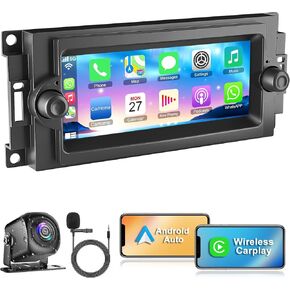 شاشة CarPlay QLED 4 جيجابايت + 64 جيجابايت لسيارة دودج رام 1500/2500/3500 (2006-2008)، لسيارة كرايسلر 300 300C (2005-2007)، لسيارة جيب جراند شيروكي (2005-2009)، ستيريو راديو السيارة أندرويد 13 in Saudi Arabia