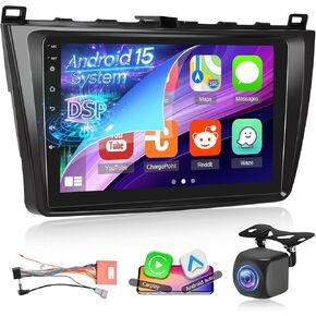 راديو ما بعد البيع لسيارة Mazda6/Mazda 6 2007-2012، NHOPEEW شاشة لمس 9 بوصة Android 15 ستيريو للسيارة [2+64G] - Carplay لاسلكي وAndorid Auto، DSP/EQ، 5G/WiFi، GPS، شاشة مقسمة + كاميرا الرؤية الخلفية in Kuwait