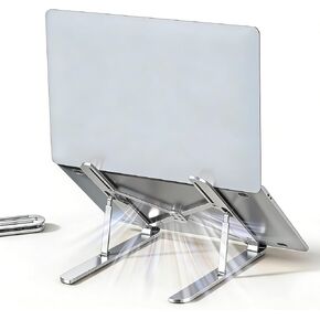 Ergonomic Foldable Computer Stand, 10-Level Height Adjustable Aluminum Laptop Stand, Compatible with 17.3 Inch Laptops, Tablets & Drawing Tablets, for MacBook, HP, Lenovo, Dell (Black) in Saudi Arabia