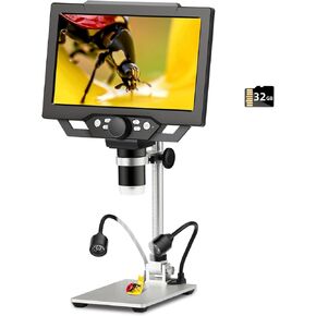 Koolertron 2 بوصة مجهر رقمي محمول مع شاشة LCD، مجهر جيب مع بطاقة 32G للأطفال والكبار، 50x-1000x Zoom Focus HD Coin Magnifier للوحة الدائرة / مراقبة الجلد in Kuwait