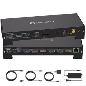 KVM Switch 3 شاشات 2 جهاز كمبيوتر 4K @ 120 هرتز Displayport و4K @ 60 هرتز HDMI USB C KVM Switch محطة إرساء مشتركة شاشات مزدوجة أو ثلاثية لأجهزة الكمبيوتر المحمول Thunderbolt 3 ودعم سطح المكتب 100 واط PD شحن in Kuwait