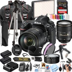 Nikon D850 DSLR Camera with 24-120mm f/4G ED VR Lens | 45.7 MP | 4K UHD + 128GB Extreme Memory, LED Video Light, Wide Angle Lens, Telephoto Lens, 3pc Filter Kit- 42pc Pro Bundle (Renewed) in Kuwait