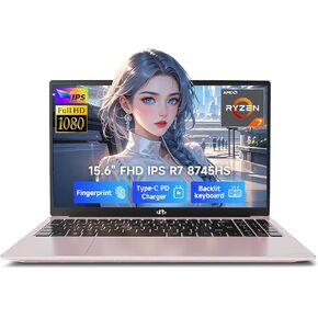NIMO 15.6 بوصة IPS FHD-Gaming-Laptop، AMD Ryzen 7 8745HS 32GB DDR5 RAM 1TB SSD (8C/16T، حتى 4.9 جيجاهرتز) Radeon 780M Graphics كمبيوتر الأعمال مع لوحة مفاتيح بإضاءة خلفية 100 وات من النوع C، بصمة الإصبع USB-C 4.0 in Kuwait