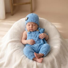 Newborn Photography Clothing layettes Boy Girl Baby Photography Prop Knit Bear Hat Romper Newborn Outfits Photo Props in Kuwait