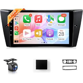 ستيريو لسيارات BMW 325i 328i 335i E90 E91 E92 E93 2005-2011 راديو مع CarPlay اللاسلكي وAndroid Auto، شاشة لمس IPS 9 بوصة لـ 328i Car Navigation GPS BT WiFi FM DSP RDS AUX SWC Carmera، بدون ألياف in Kuwait