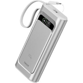 TALIX 190W 20000mAh Portable Charger,3-Port USB-C Fast Charging Power Bank Battery Pack with Built-in Retractable Cables for MacBook,Laptop,Computer,Cell Phones,iPhone 17,iPad,Android,Samsung,Silver in Kuwait