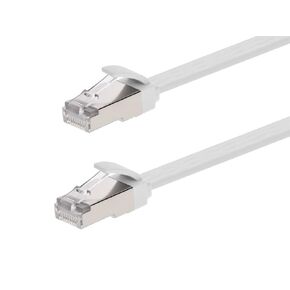 كابل تصحيح Monoprice Cat6A Ethernet - حذاء مسطح نحيف U/FTP 30AWG مصبوب 2 قدم أبيض in Kuwait