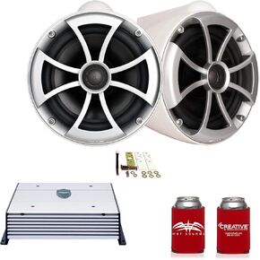 Wet Sounds ICON8W-X 8" White Tower Speakers with X-Mounts & HTX2 600 Watt Amplifier in Kuwait
