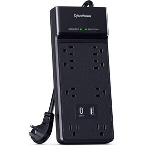 CyberPower CSP806UC18 واقي التيار الزائد، 2400J، 8 منافذ، 1 USB-A، 1 USB-C، سلك طاقة بطول 6 أقدام، أسود، ETL in Kuwait