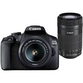 Canon EOS 1500D 24.1MP Digital SLR Camera (Black) with 18-55 and 55-250mm is II Lens (Renewed) in Kuwait