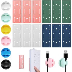 Power Strip Holder, 18 PCS Adhesive Punch-Free Socket Holder Socket Desktop Fixer Power Strip Fixator Wall Mount with Self Adhesive Power-Strip Desktop Mobile Sockets Holders for Organizing Cable Wire in Saudi Arabia