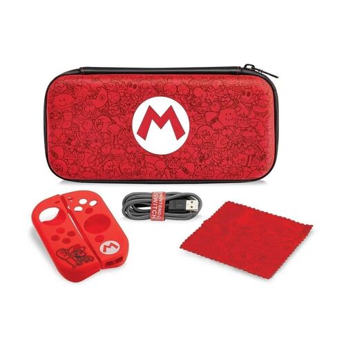 PDP Gaming Mario Bros Mario Remix Edition Starter Kit، حقيبة سفر، Joy Con Guards: Mario - Nintendo Switch in Kuwait