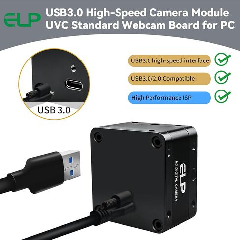 ELP High Speed 4K 60FPS USB Camera for Computer, Mini UVC 2160P USB3.0/2.0 Lightburn Cameras for Windows, Linux, Mac, Pi, Fast Frame Wide Angle 100°(H) IMX678 Webcam for PC Laptop Jetson Nano in Kuwait
