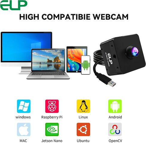 ELP High Speed 4K 60FPS USB Camera for Computer, Mini UVC 2160P USB3.0/2.0 Lightburn Cameras for Windows, Linux, Mac, Pi, Fast Frame Wide Angle 100°(H) IMX678 Webcam for PC Laptop Jetson Nano in Kuwait